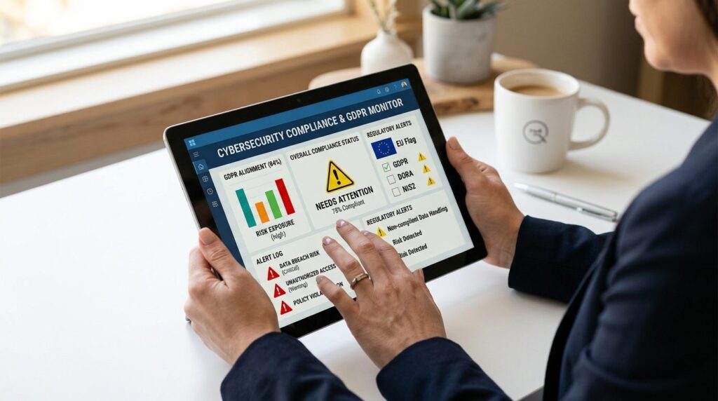 Close-up of a professional womans hands holding a tablet di