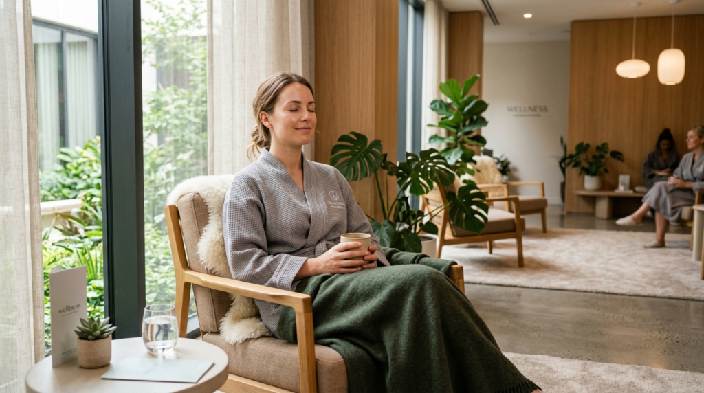 Young professional woman in contemporary wellness setting af