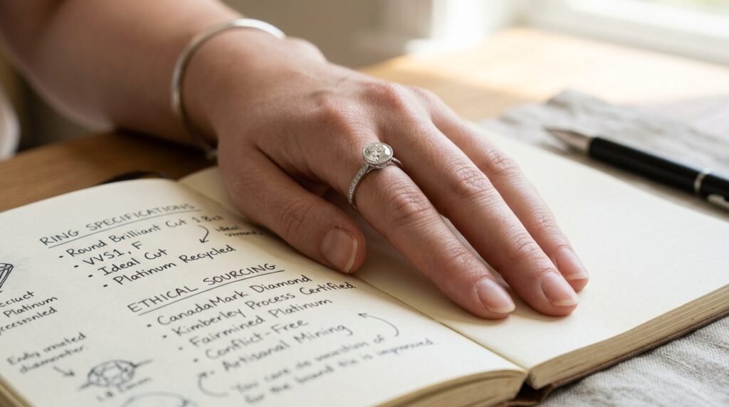 Close-up detail shot of a beautifully crafted engagement rin